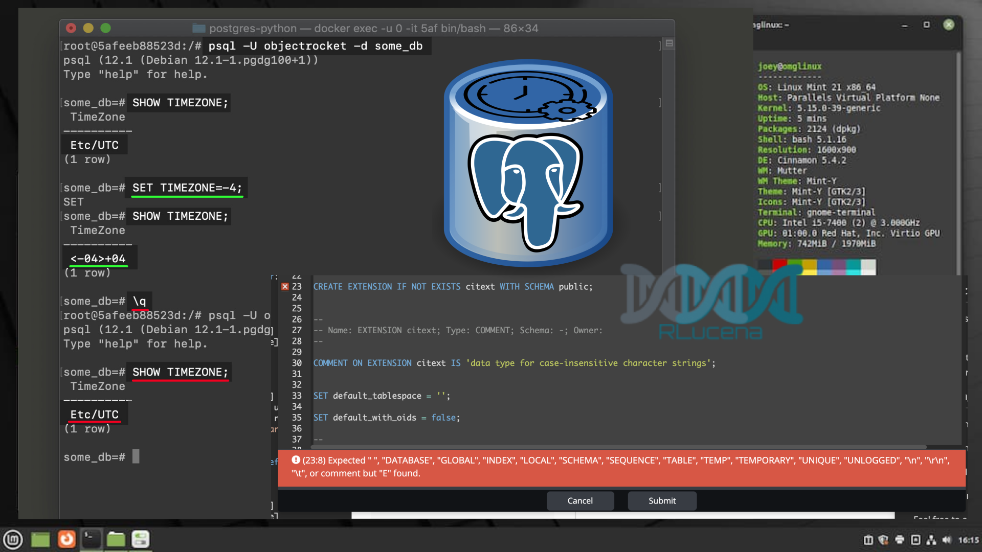 Alterando TimeZone PostgreSQL